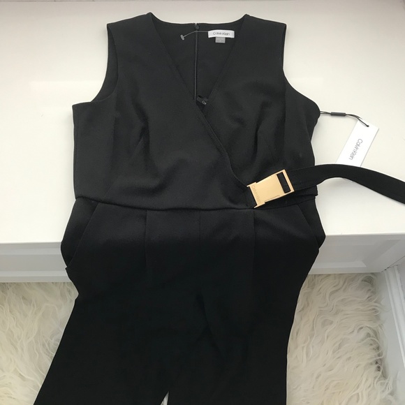 Calvin Klein | Pants & Jumpsuits | Calvin Klein Black Jumpsuit Gold ...